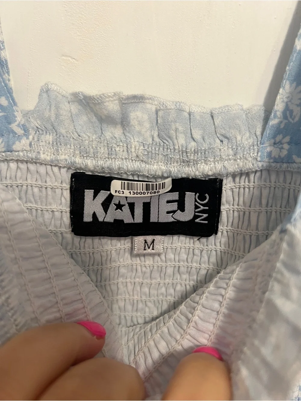 KATIE J NYC Evan Blue and White Floral Smocked Dress Tween